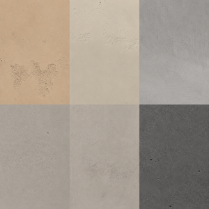Square grid of beige, gray, and brown textured tiles.