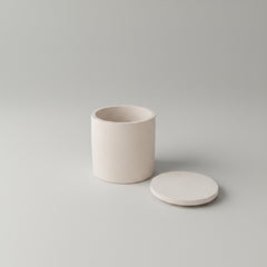 Moon Hollow Tumbler Jar by Lunarie featuring a minimalist cylindrical design with lid, ideal as a decorative storage jar for jewelry and home essentials.
