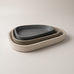 Moon Layers Trio by Lunarie featuring three nesting decorative trays with organic shapes, ideal for jewelry, candles, and modern home décor.