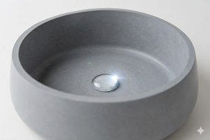 Gray concrete bowl  on a white background